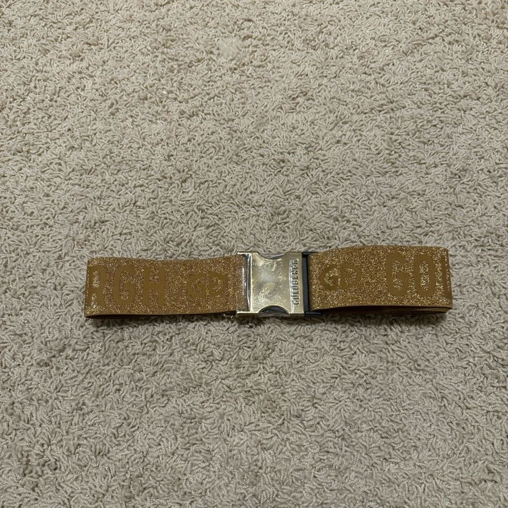 Goldbergh Ski Belt Logo Gold Metallic for Ski Pants, Jacket, ski suit